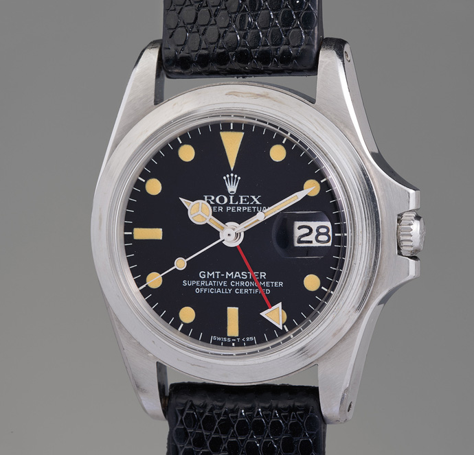 Часы Rolex GMT-Master Ref. 1675 Марлона Брандо в корпусе из стали с гравировкой «M. Brando» на задней крышке