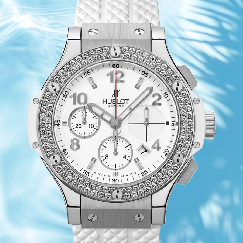Хронограф Hublot Big Bang Steel White Diamonds в 42 мм стальном корпусе с указателем даты и бриллиантами на безеле