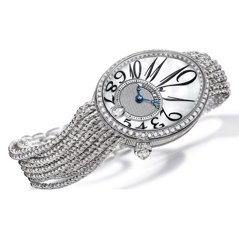 Часы Breguet Reine de Naples в 36,5х28,45 мм корпусе из белого золота с бриллиантами на безеле