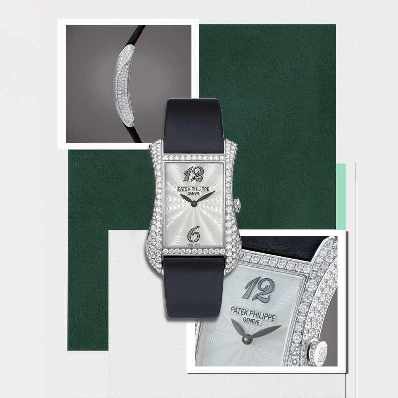  На фото: часы Patek Philippe Gondolo Serata в 27,4x39,7 мм корпусе из белого золота с бриллиантами на корпусе