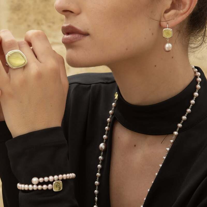 Украшения MIMI Dune из серебра и розового золота с кварцем и жемчугом