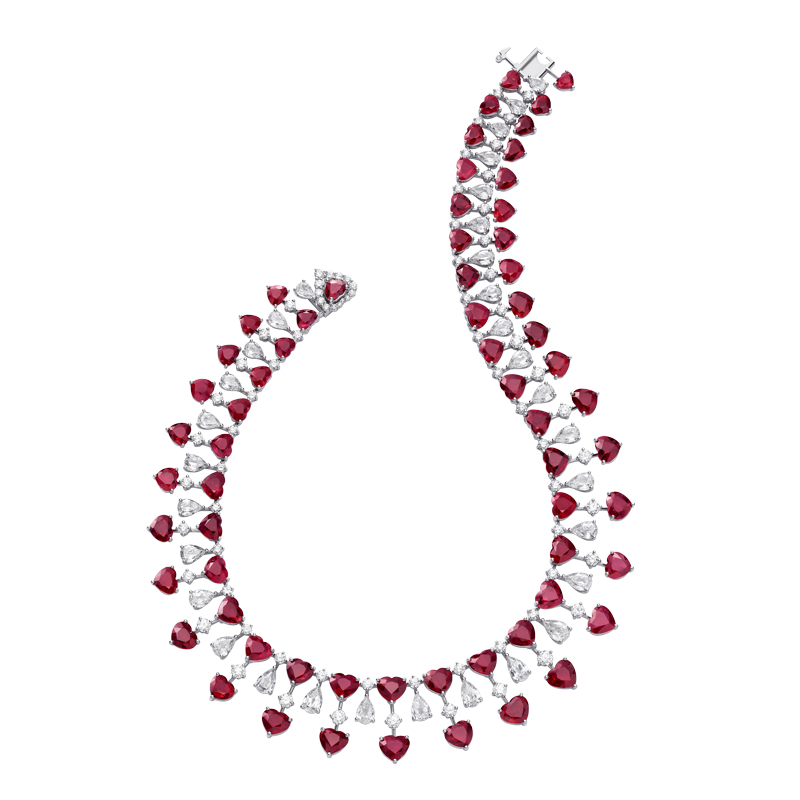 Колье Chopard Haute Joaillerie из белого золота с рубинами (110.72 к) и бриллиантами (28.79 к)