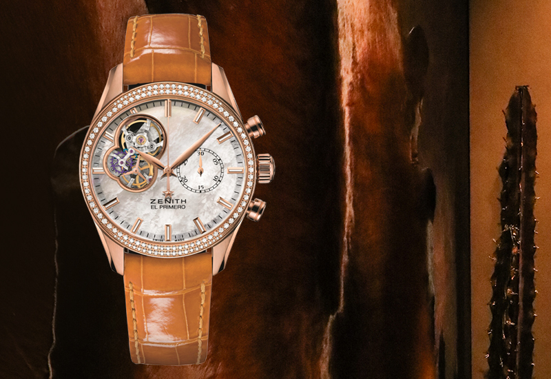 Хронограф Zenith El Primero Chronomaster Open Lady в 38 мм корпусе из розового золота с бриллиантами со скелетонизированным циферблатом