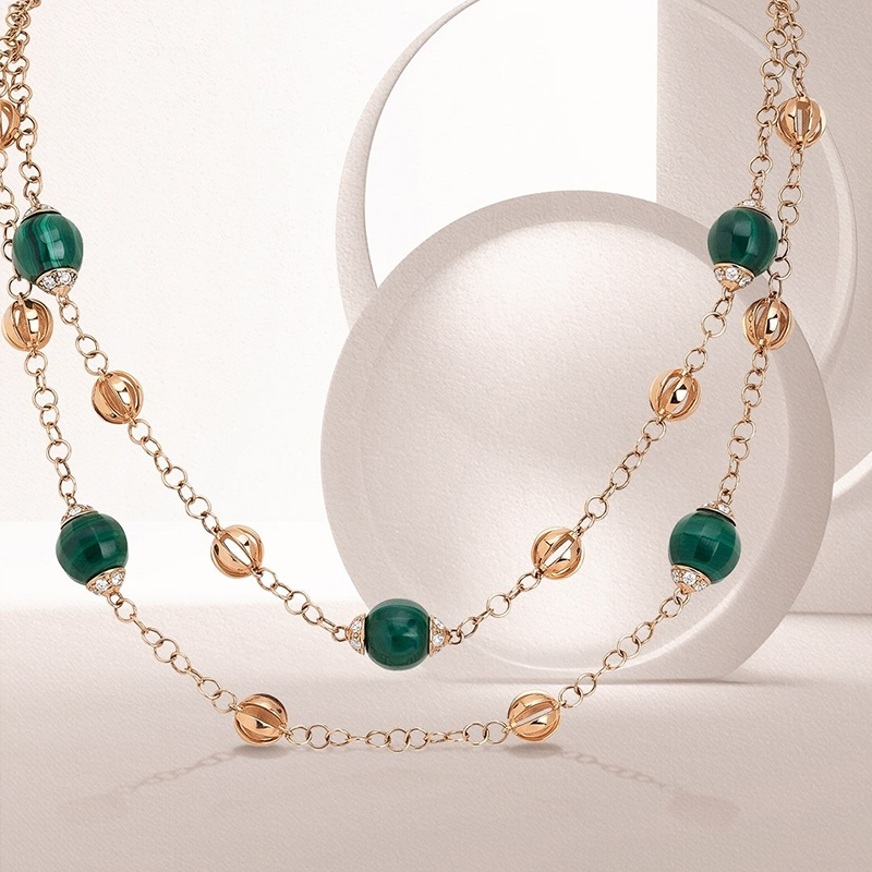 Колье Casato Boutique Portofino из розового золота с бриллиантами и малахитами