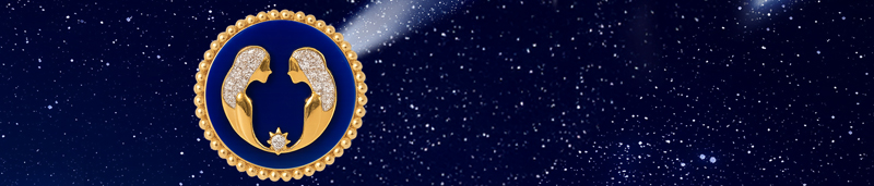 Кулон Serendipity Zodiac «Близнецы» из желтого золота с бриллиантами и синей керамикой