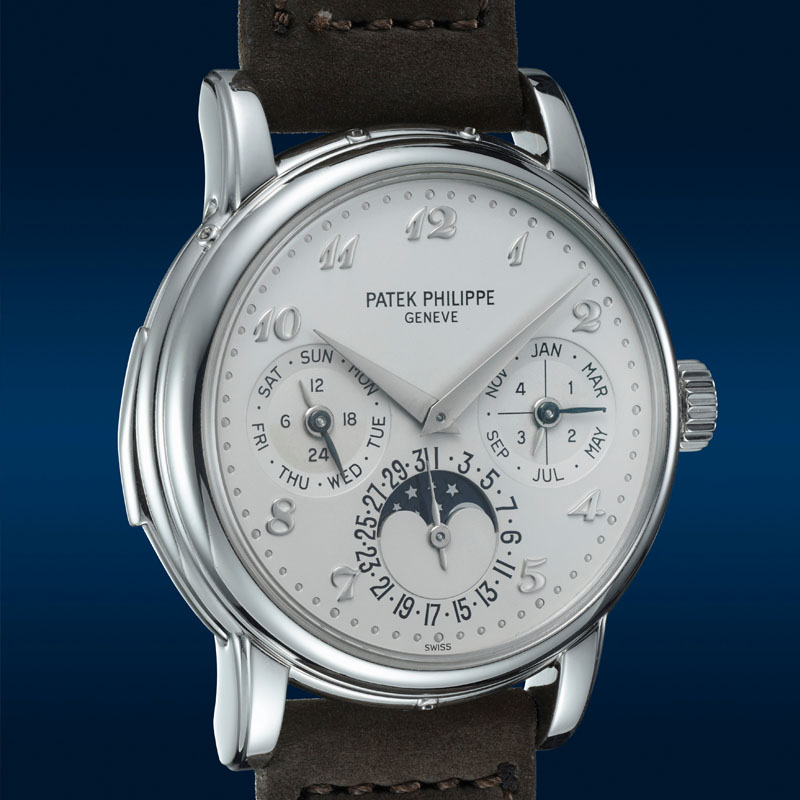 Часы Patek Philippe Ref. 3974P-001 в 36 мм корпусе из платины с вечным календарем и индикатором лунных фаз