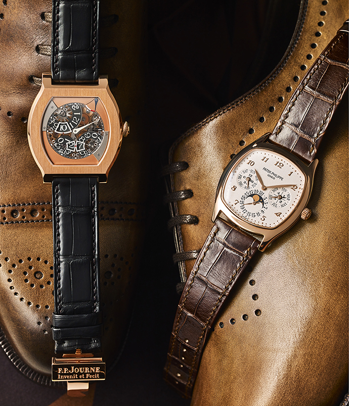 Часы F.P. Journe Vagabondage III в корпусе из розового золота и часы Patek Philippe Grand Complications Perpetual Calendar в корпусе из розового золота