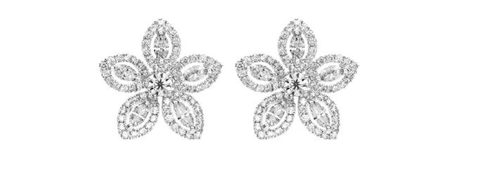 Серьги Mercury Flower из белого золота с бриллиантами