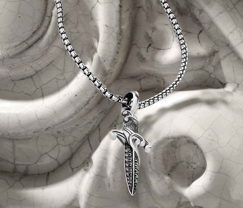 Кулон David Yurman Waves из серебра с черными бриллиантами