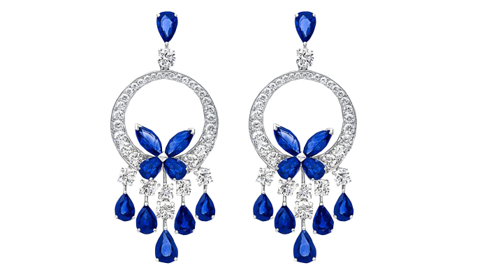 Серьги Graff Butterfly из белого золота с бриллиантами и сапфирами