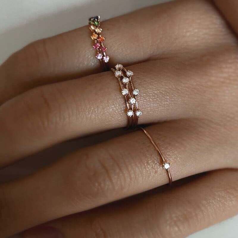 Кольца Vanrycke Stardust из розового золота с разноцветными сапфирами, бриллиантами и цаворитами