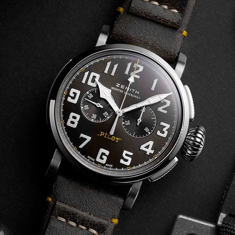Часы Zenith Type 20 Rescue в 45 мм корпусе из стали с кожаным ремешком