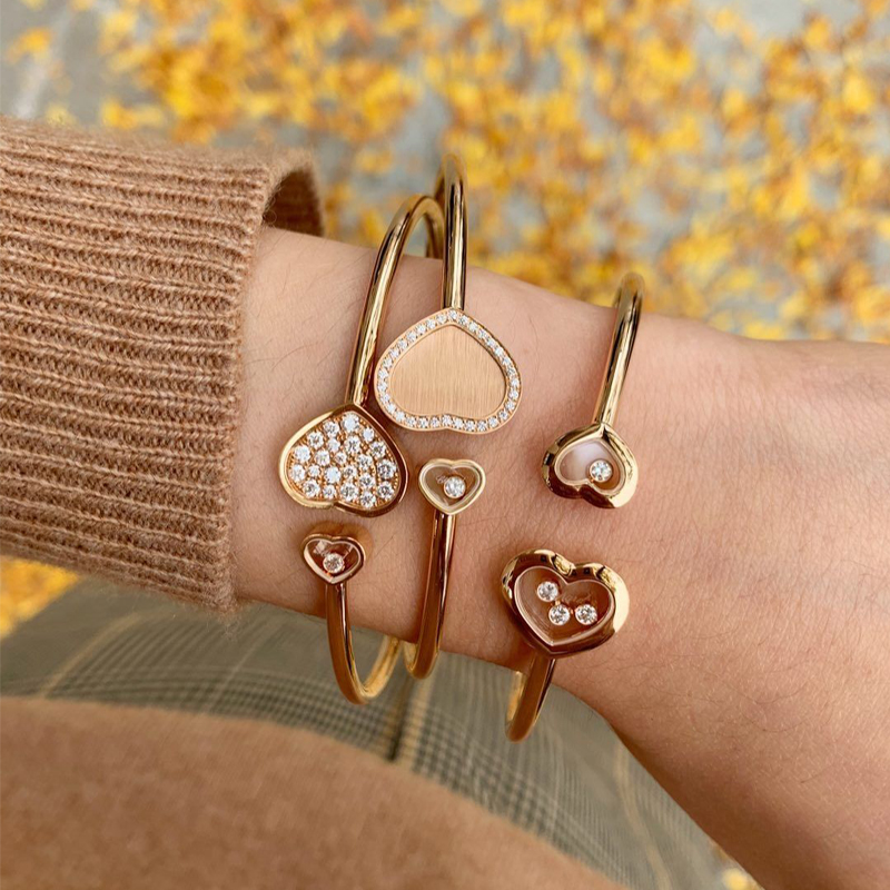 Браслеты Chopard Happy Hearts из розового золота с плавающими и статичными бриллиантами