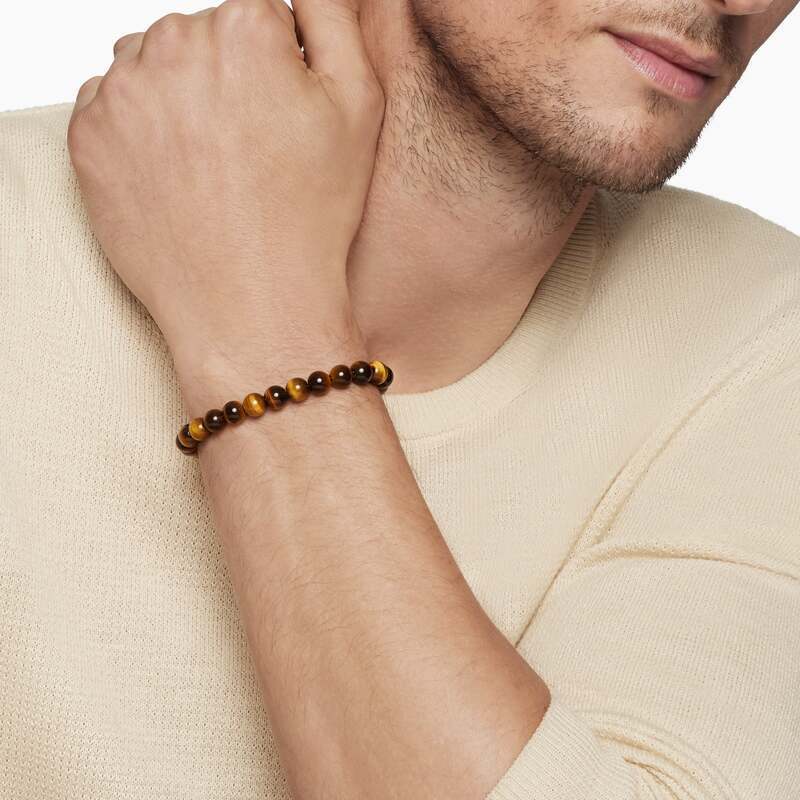 Браслет David Yurman Spiritual Beads из черненого серебра с тигровым глазом