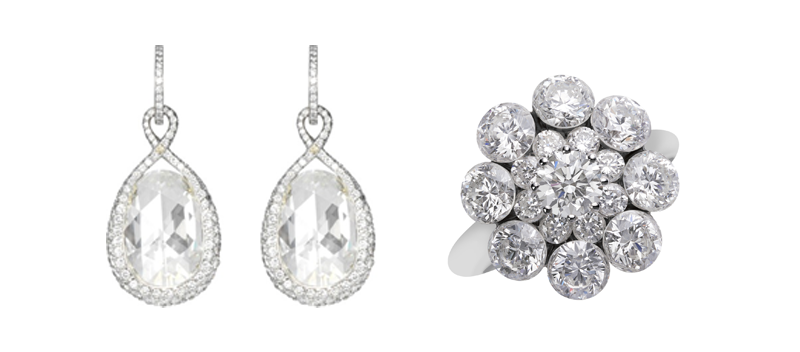 Серьги Haute Joaillerie из белого золота с бриллиантами (14.05 к), кольцо Magical Setting из белого золота с бриллиантами (16.097 к), все Chopard