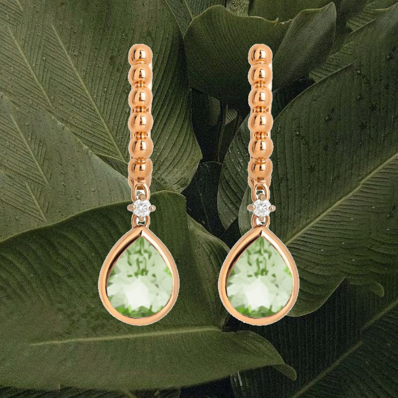 Серьги Casato Boutique из розового золота с бриллиантами и перидотами