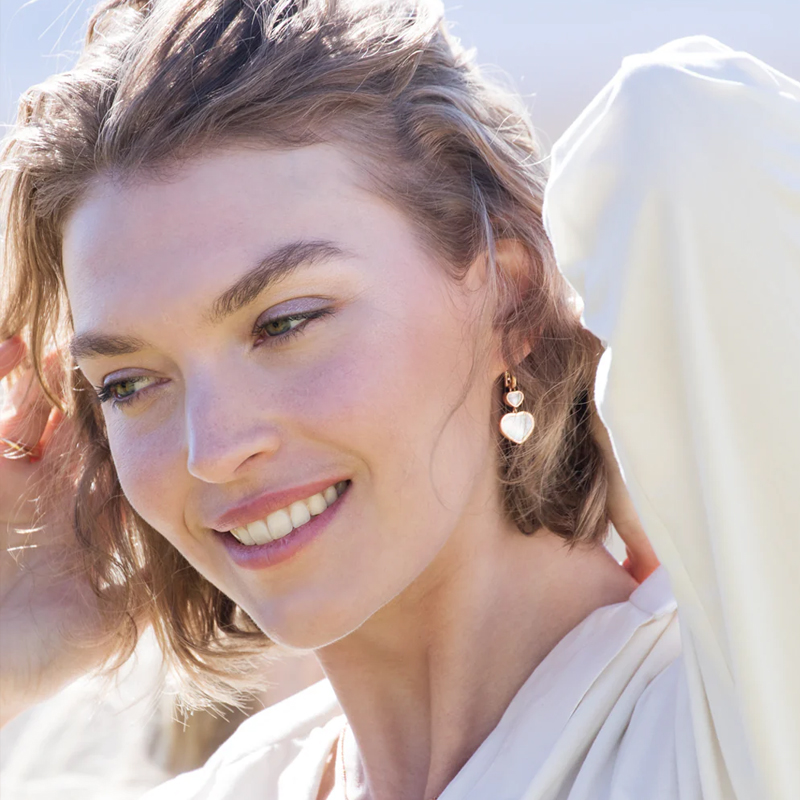 Серьги Chopard Happy Diamonds из розового золота с плавающими бриллиантами и перламутром