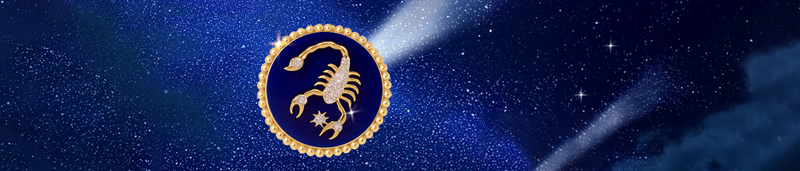 Кулон Serendipity Zodiac «Скорпион» из желтого золота с бриллиантами и синей керамикой