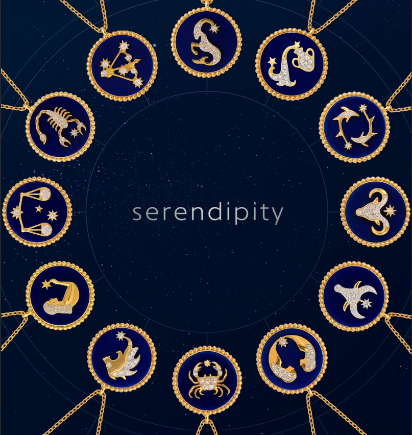 Колье Serendipity Zodiac из желтого золота с бриллиантами и керамикой