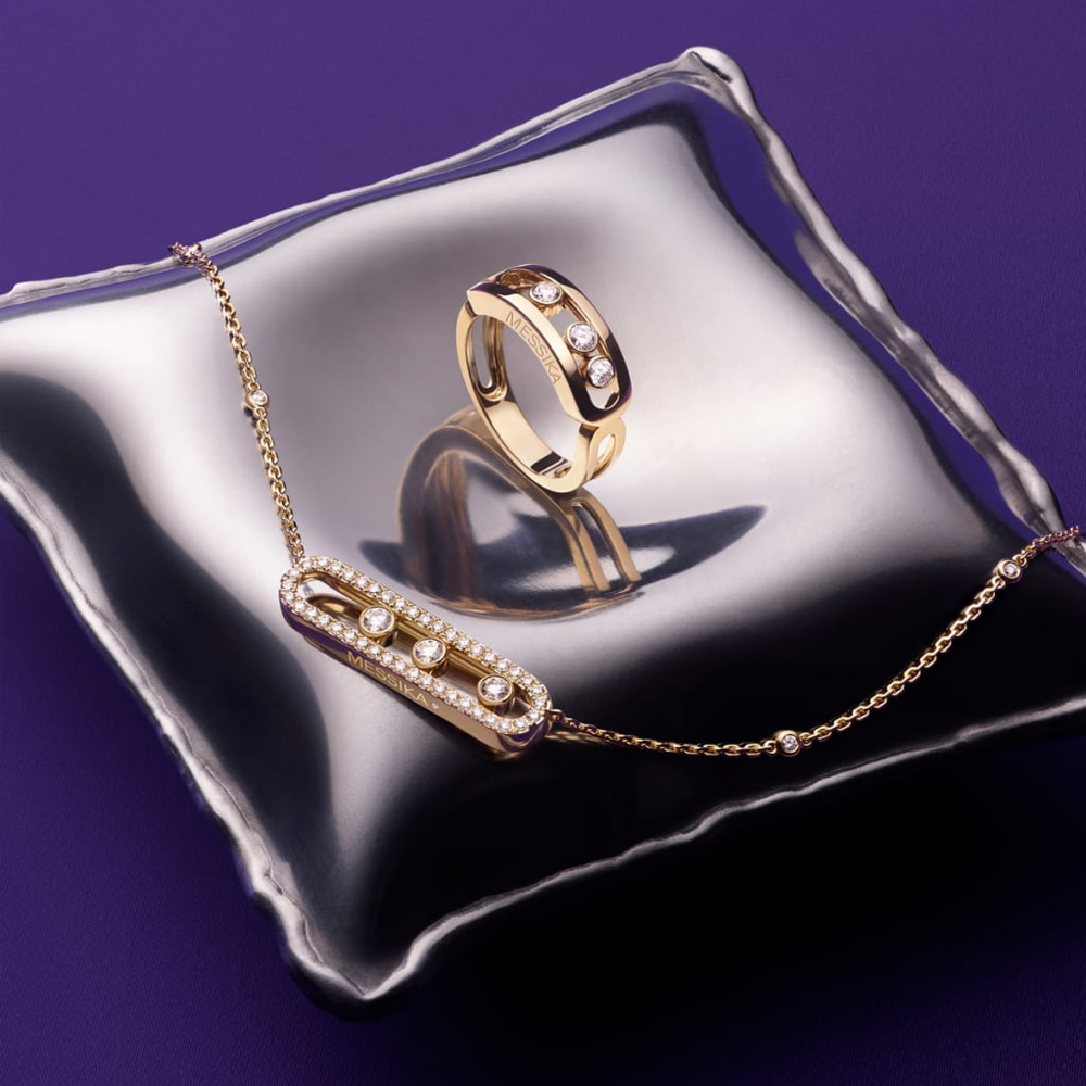 Кольцо и колье Messika Move из розового золота с бриллиантами Кольцо и колье Messika Move из розового золота с бриллиантами