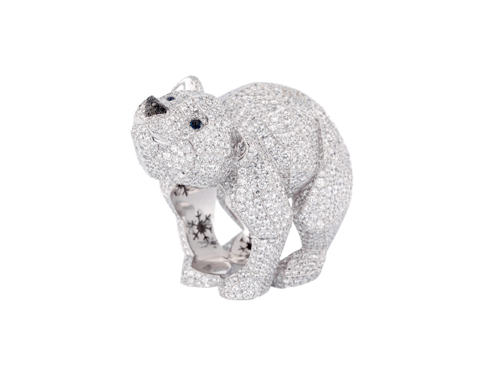 Кольцо Chopard Animal World из белого золота с бриллиантами и сапфирами