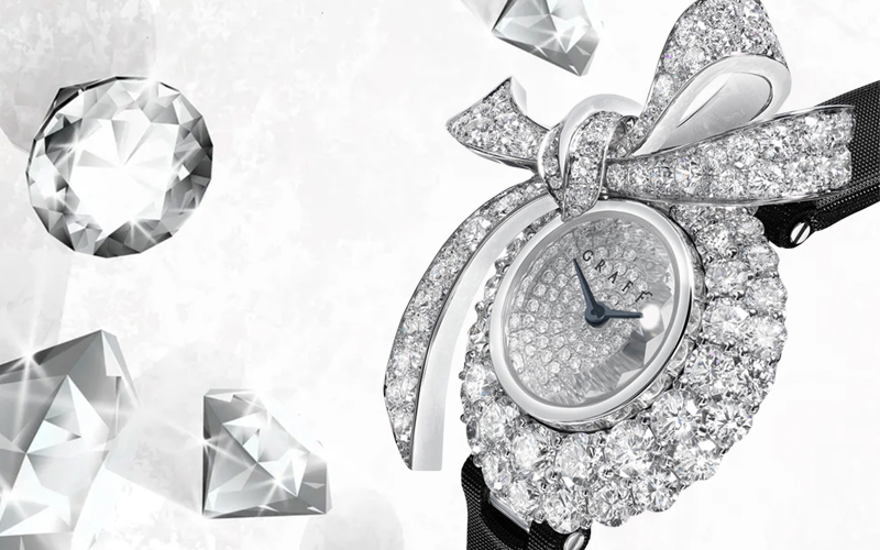 Часы Graff Tilda's Bow Diamond в корпусе из белого золота, корпус и безель полностью украшен бриллиантами