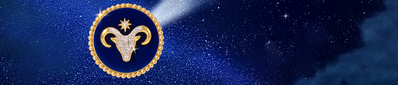 Кулон Serendipity Zodiac «Овен» из желтого золота с бриллиантами и синей керамикой