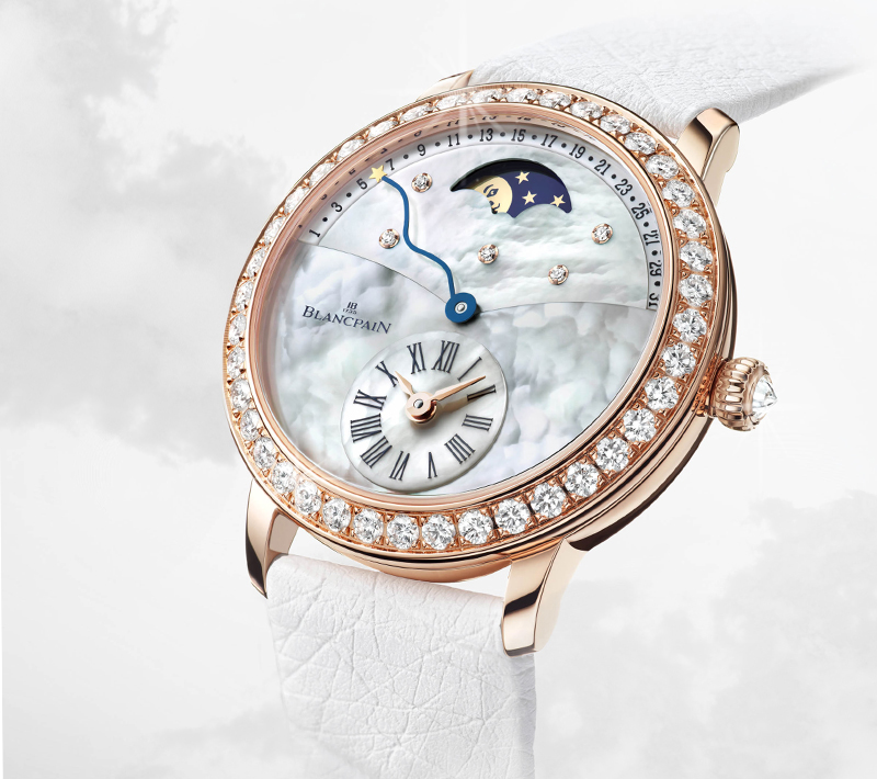 	Часы Blancpain Ladybird Heure Décentrée в 36.8 мм корпусе из стали с инкрустацией бриллиантами