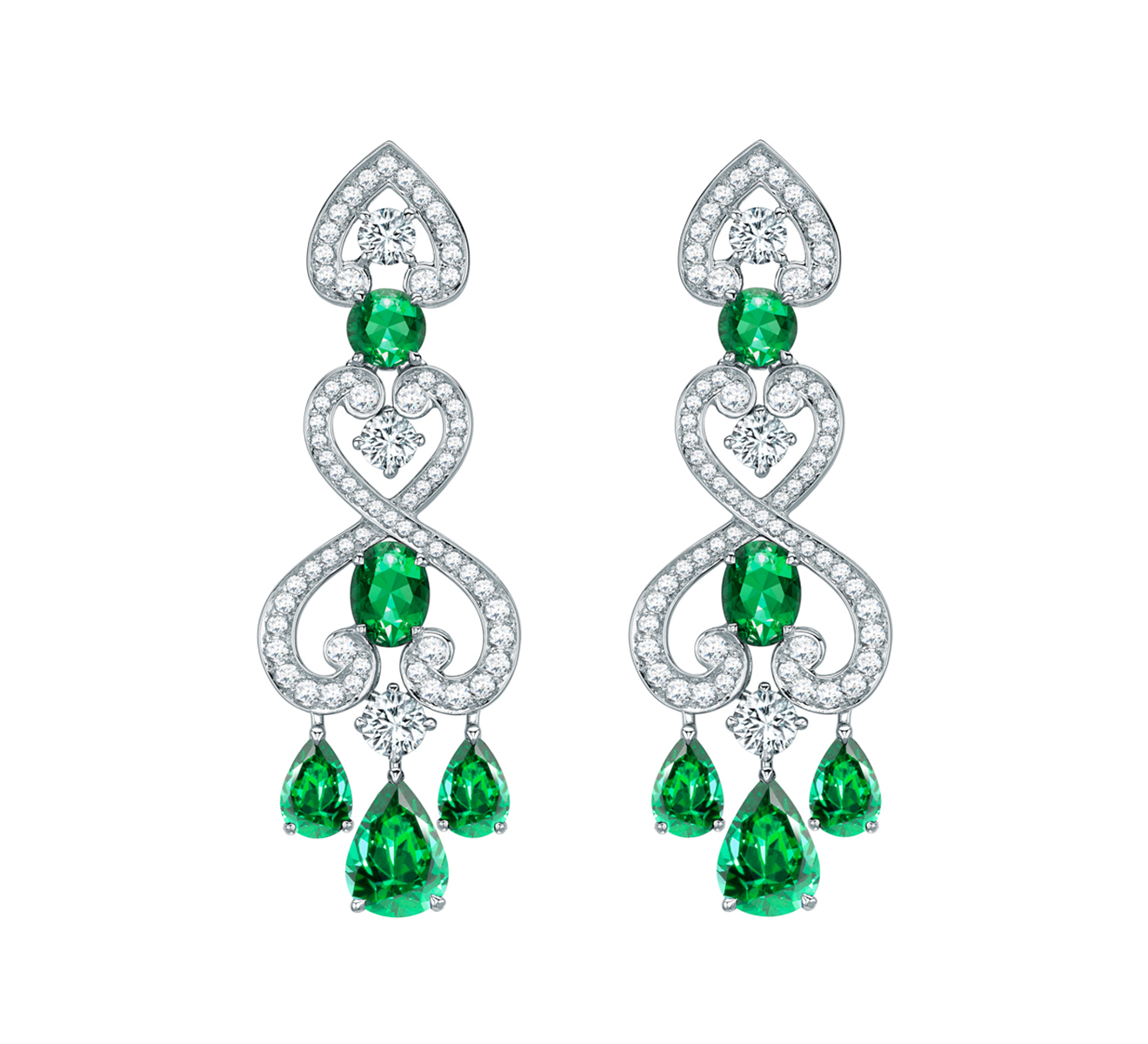 Серьги Garrard из коллекции Regal из белого золота с бриллиантами и изумрудами Серьги Garrard из коллекции Regal из белого золота с бриллиантами и изумрудами