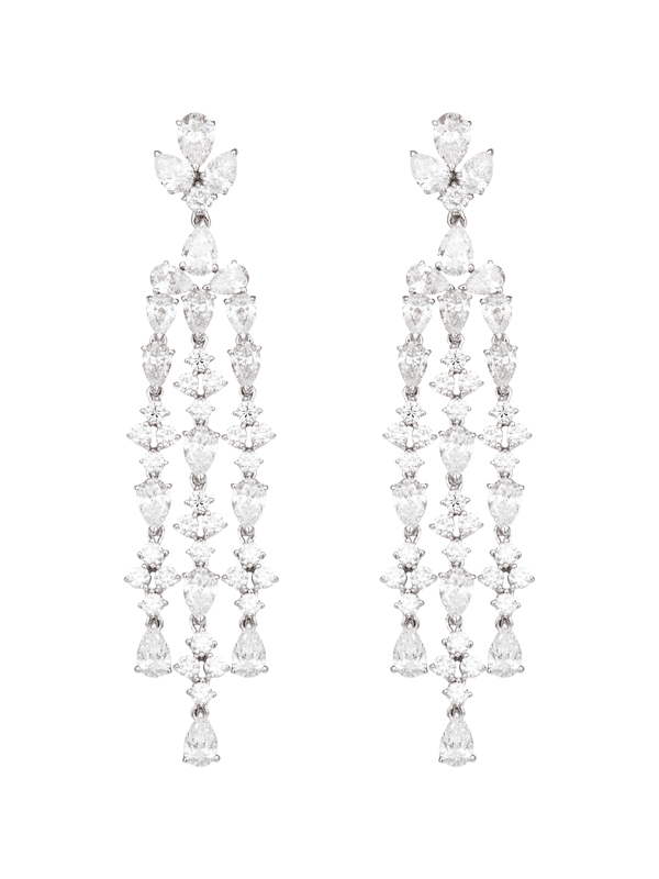 Серьги Mercury Classic из белого золота с бриллиантами огранки груша и круглой огранки