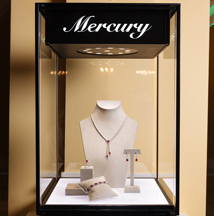 Украшения Mercury из коллекции Color из белого золота с бриллиантами и рубинами