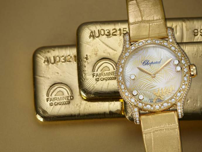 Часы Chopard Happy Palm в 36 мм корпусе из стали и золота Fairmined с бриллиантами по безелю