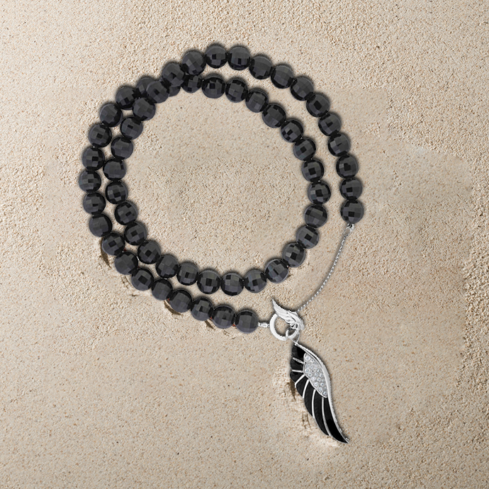 Браслет Garrard Wings Reflection из белого золота с нитями из черной шпинелью