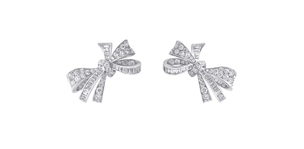 Серьги Graff Bow Motif из белого золота с бриллиантами 