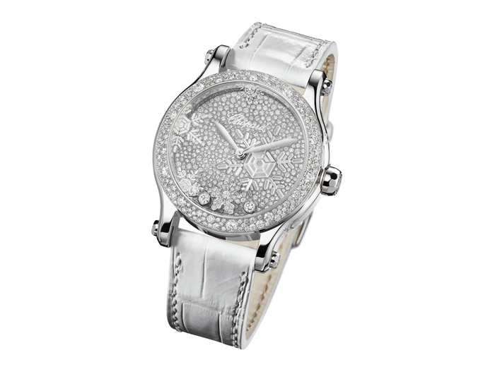 Chopard Happy Sport Snowflakes с 3 плавающими бриллиантами и декоративным элементом – снежинкой