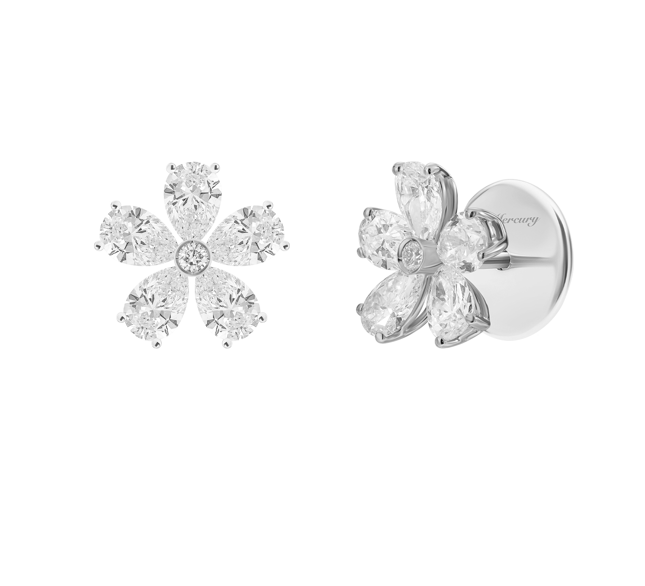 Серьги-гвоздики Mercury Flower ME18723/WG/FL0.90 - фото 2 – Mercury
