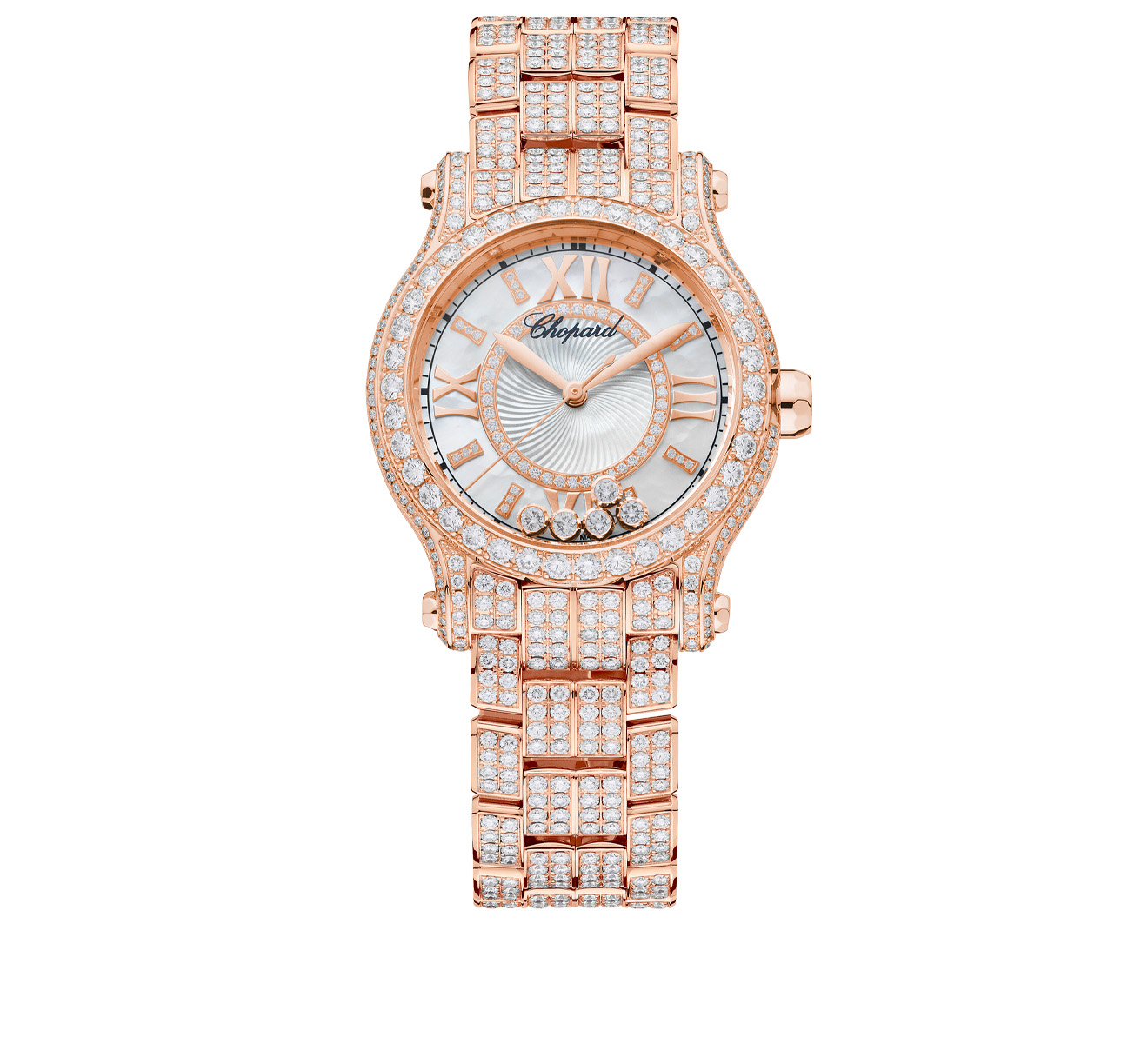 Часы Happy Sport New Rose Gold Pave Chopard Happy Diamonds 274302-5002 - фото 1 – Mercury