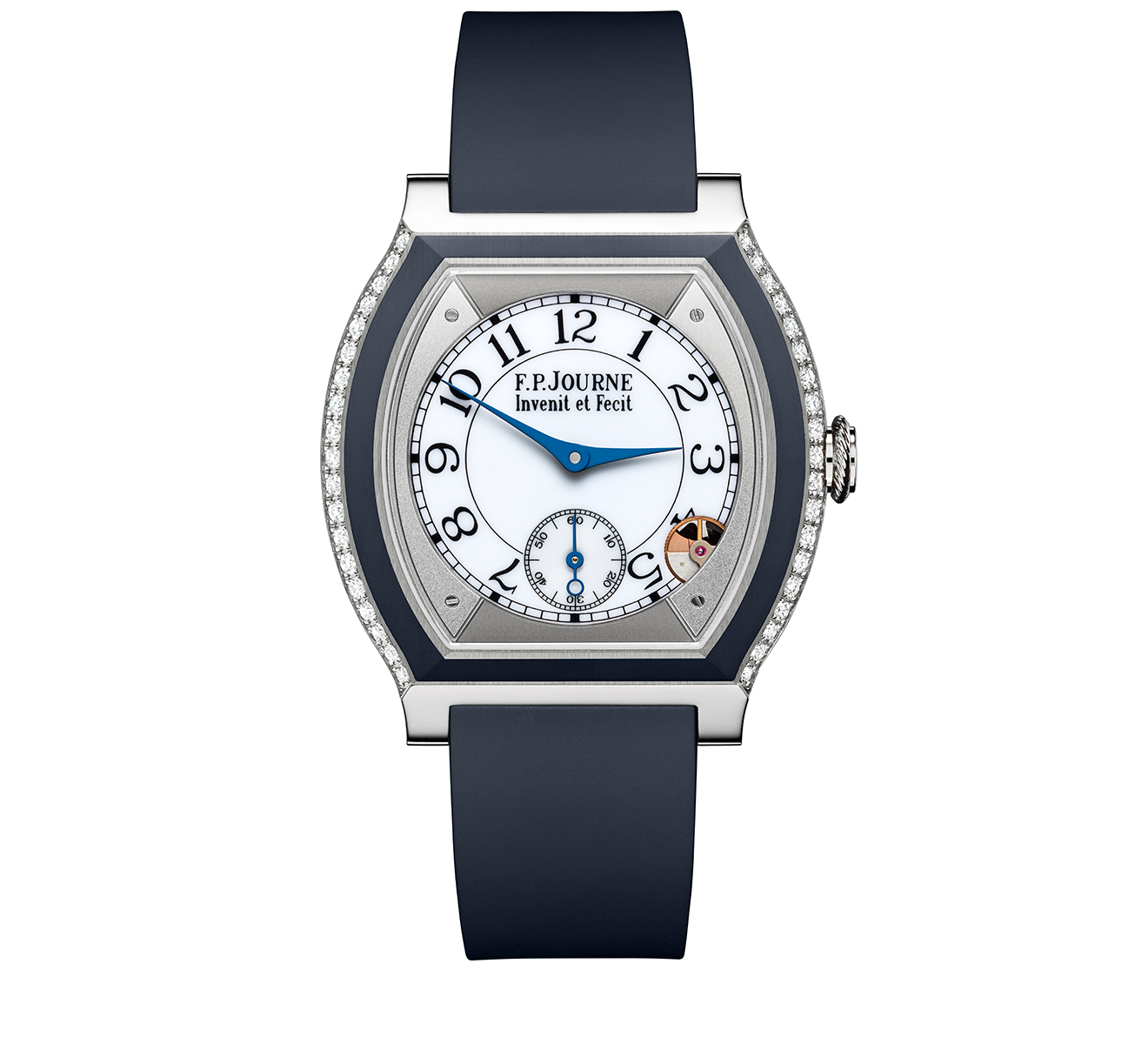 Часы Dark Blue F.P.Journe Elegante ELEGANTE/40TI/1ROW DIAM/D BLUE CER/D BLUE RUBBER - фото 1 – Mercury