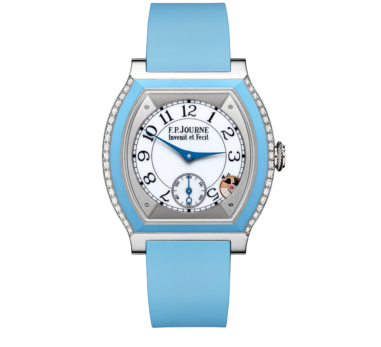 Часы Light Blue F.P.Journe Elegante ELEGANTE/40TI/1ROW DIAM/L BLUE CER/L BLUE RUBBER - фото 1 – Mercury