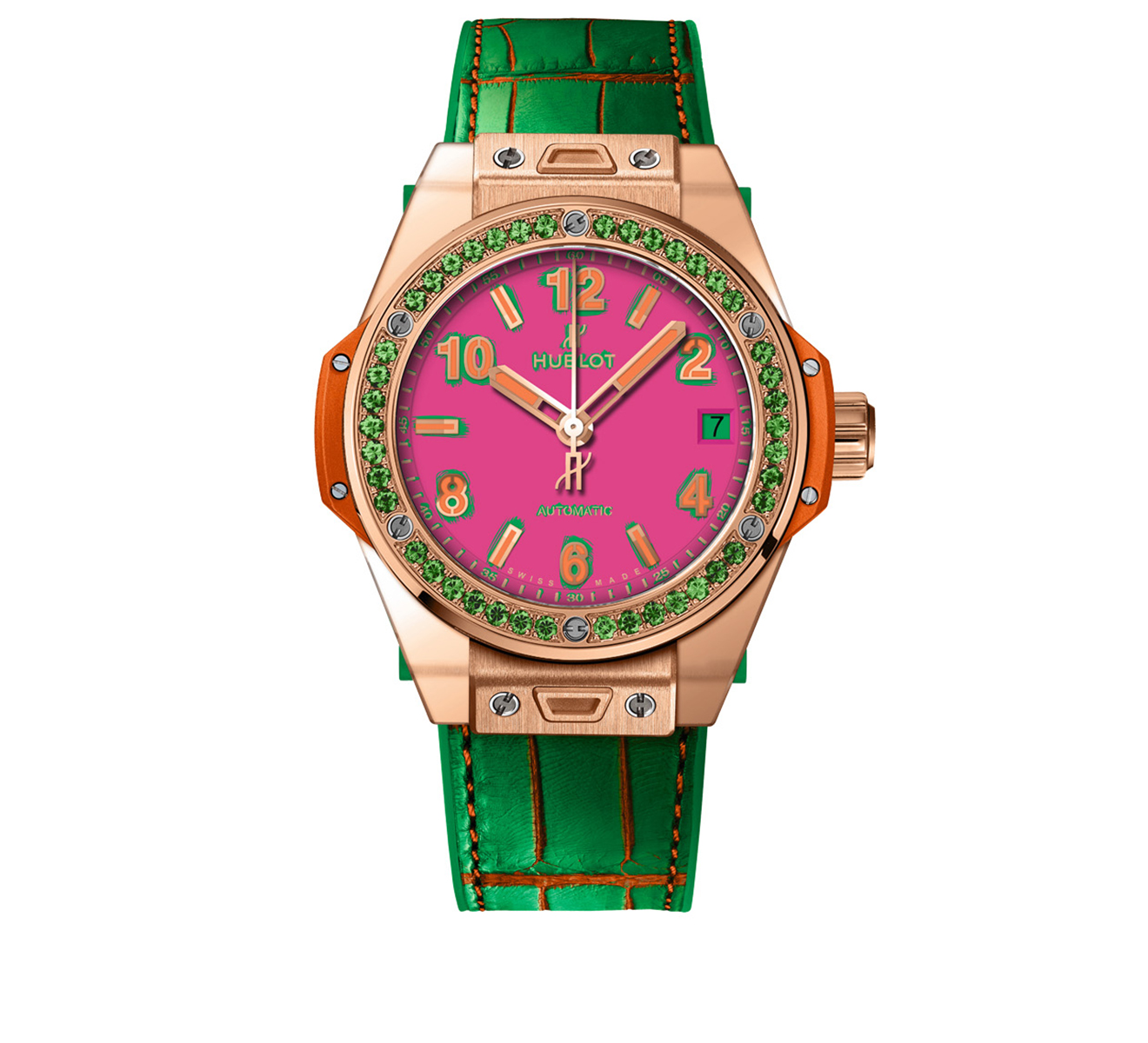 Часы One Click Pop Art King Gold Apple HUBLOT Big Bang 465.OG.7398.LR.1222.POP16 - фото 1 – Mercury