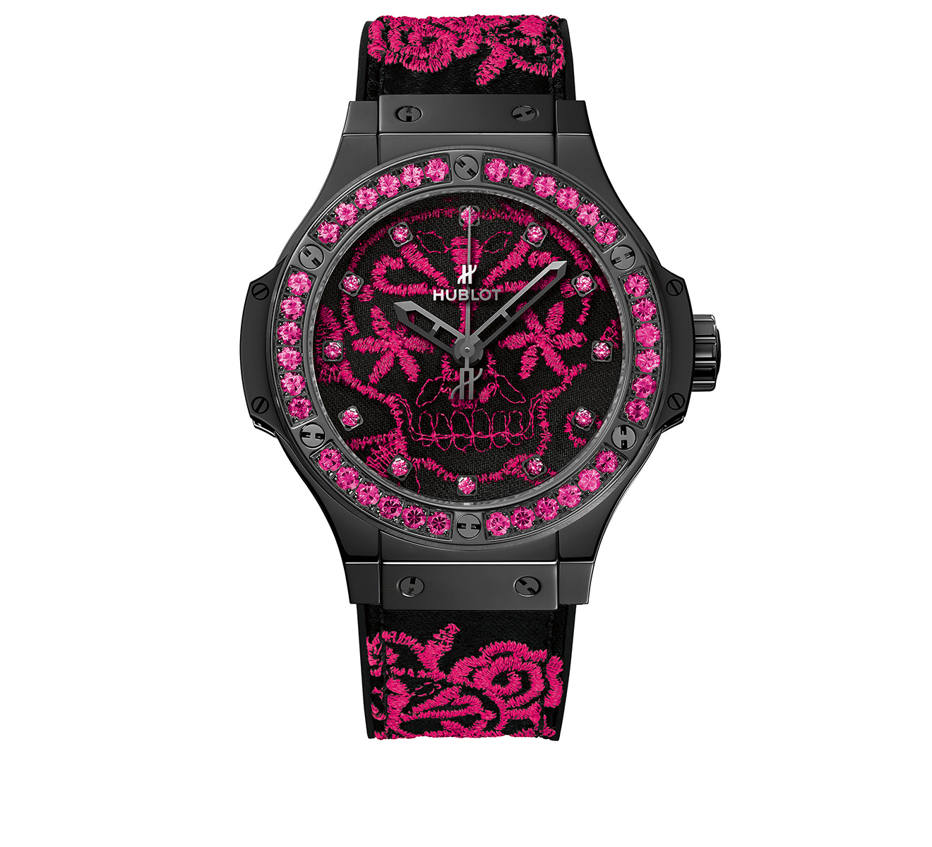 Часы Broderie Sugar Skull Fluo Hot Pink HUBLOT Big Bang 343.CP.6590.NR.1233 - фото 1 – Mercury