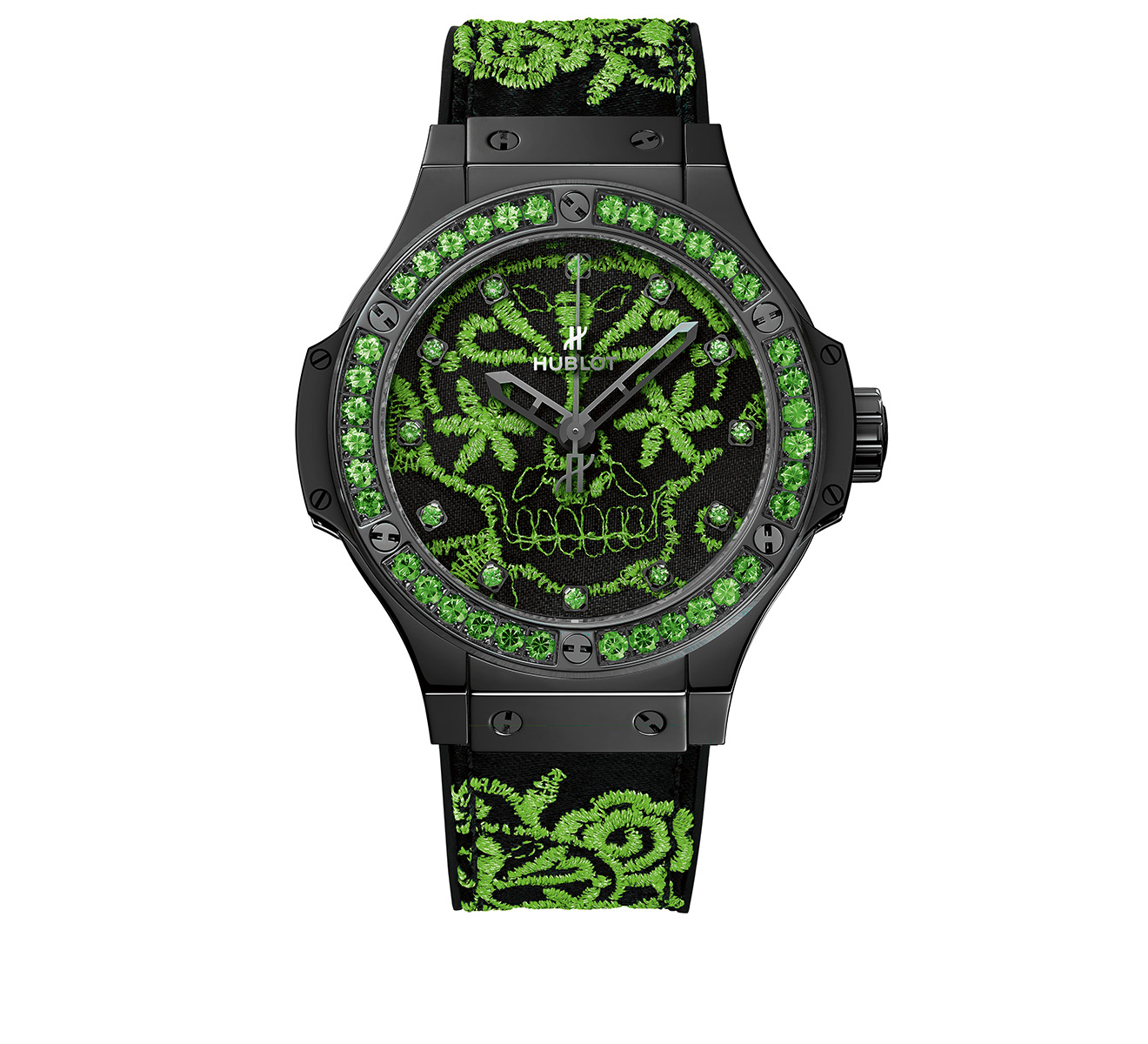 Часы Broderie Sugar Skull Fluo Malachite Green HUBLOT Big Bang 343.CG.6590.NR.1222 - фото 1 – Mercury