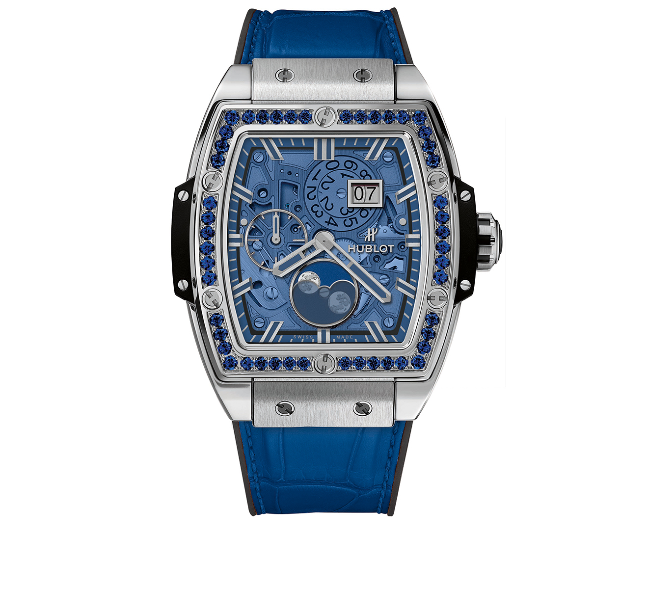 Часы Moonphase Titanium Dark Blue HUBLOT Spirit of Big Bang 647.NX.5171.LR.1201 - фото 1 – Mercury