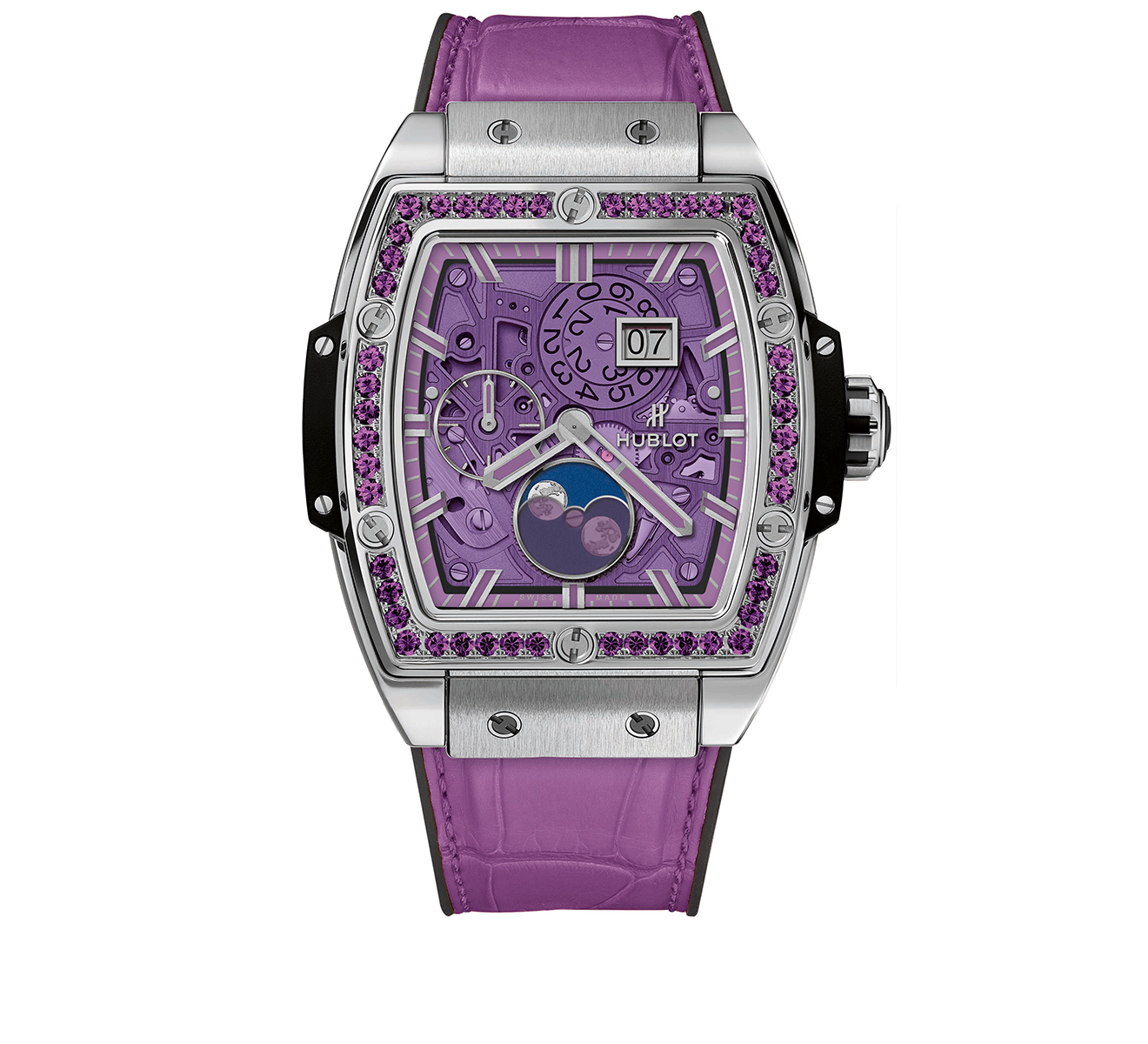 Часы Moonphase Titanium Purple HUBLOT Spirit of Big Bang 647.NX.4771.LR.1205 - фото 1 – Mercury