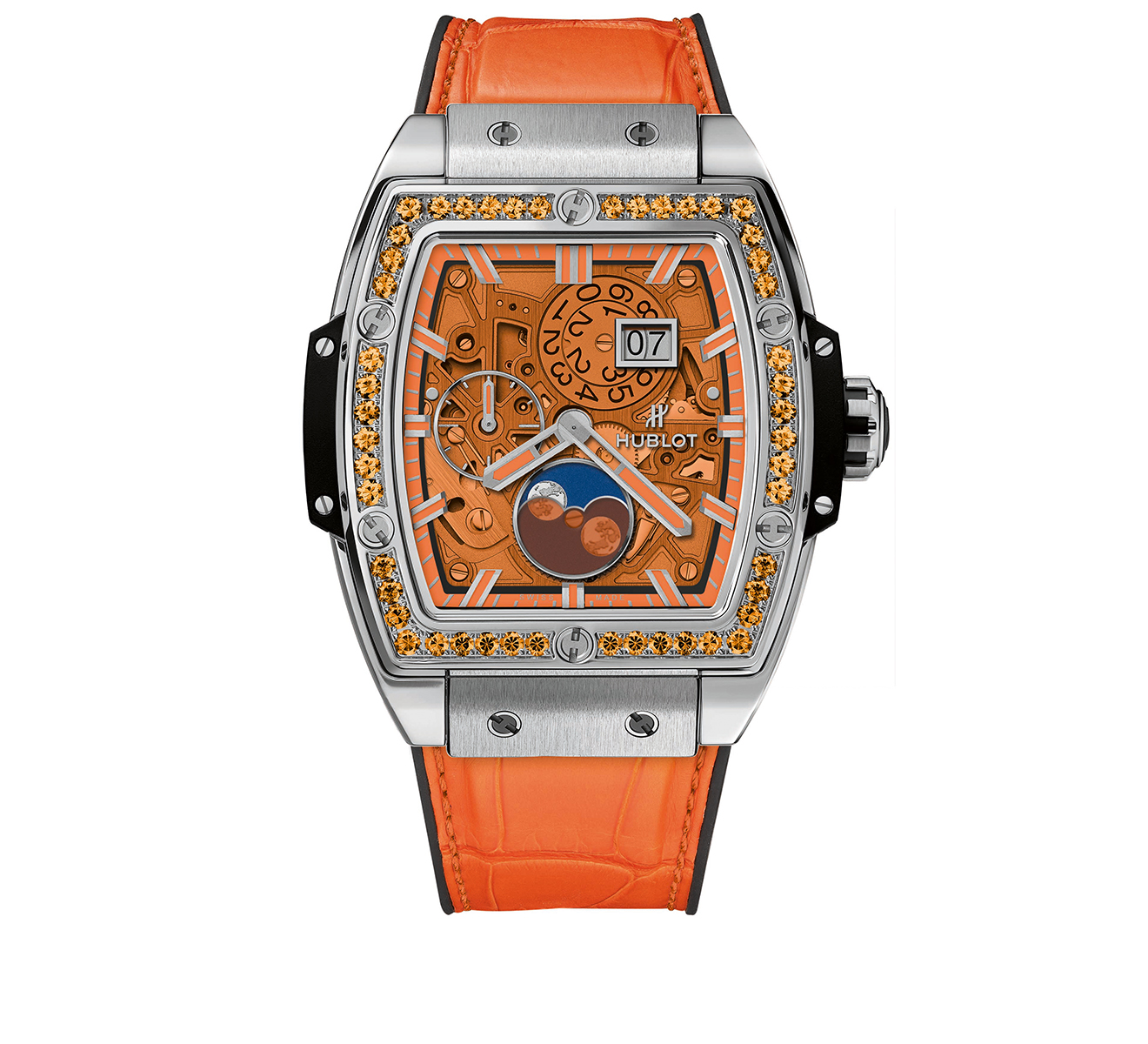 Часы Moonphase Titanium Orange HUBLOT Spirit of Big Bang 647.NX.5371.LR.1206 - фото 1 – Mercury