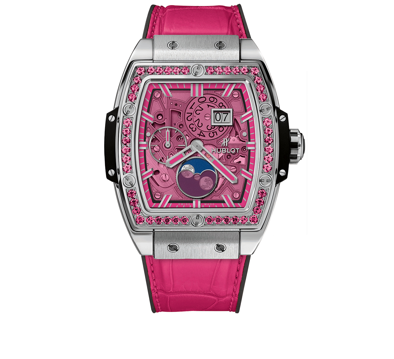 Часы Moonphase Titanium Pink HUBLOT Spirit of Big Bang 647.NX.7371.LR.1233 - фото 1 – Mercury