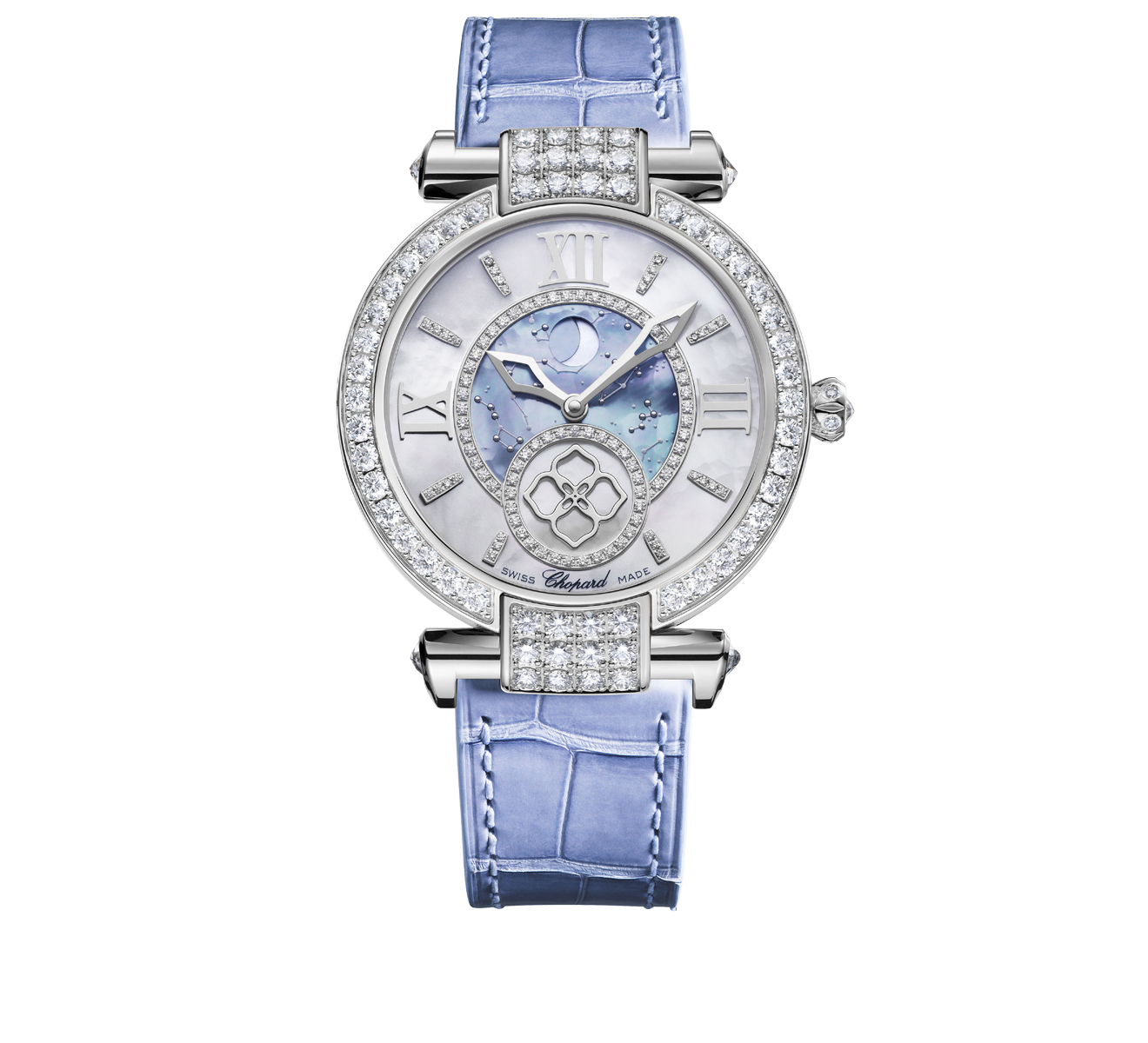 Часы White Gold Diamond Blue Chopard Imperiale 384246-1001 - фото 1 – Mercury