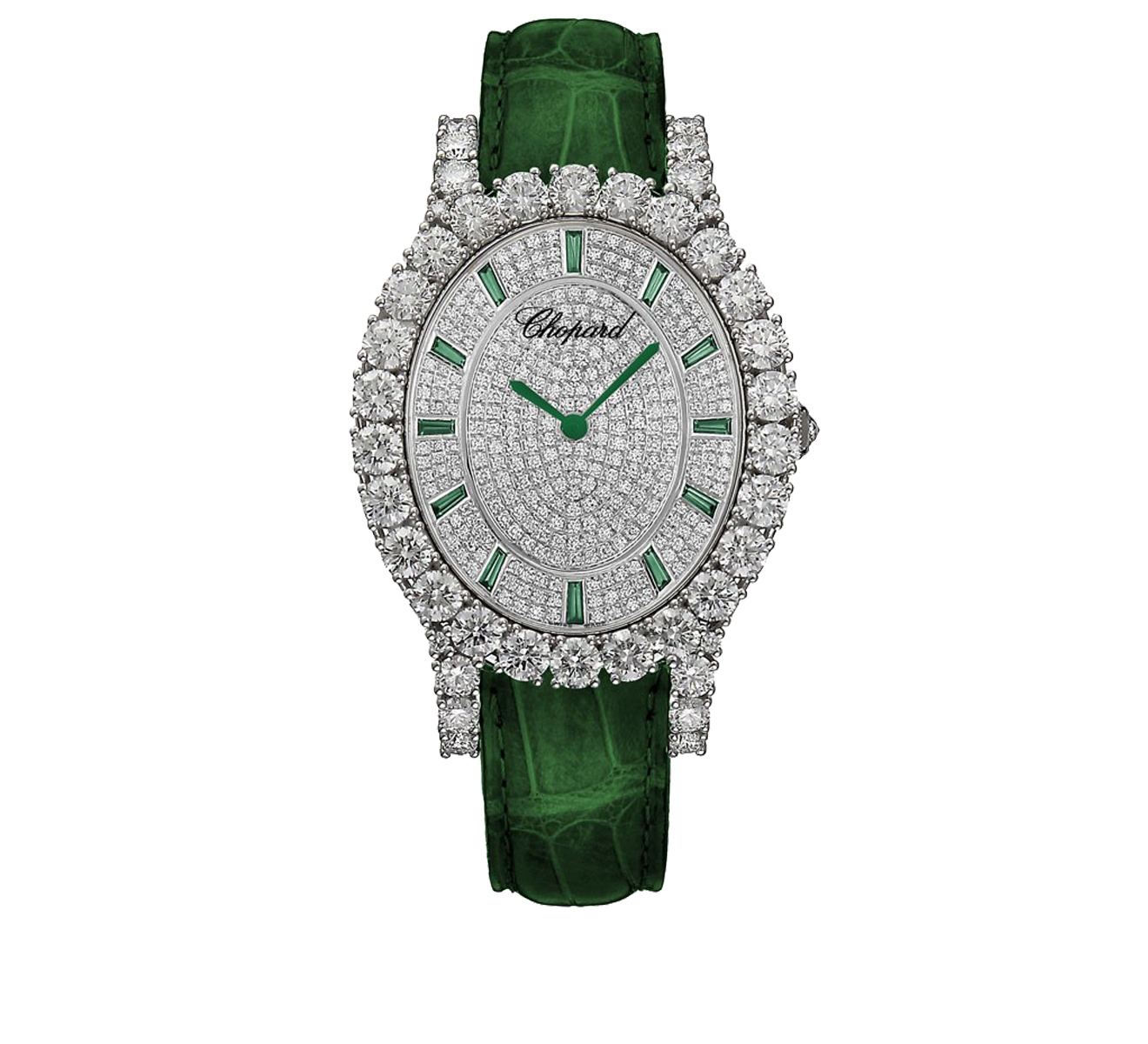 Часы White Gold Pave Green Chopard L'Heure du Diamant 139383-1033 - фото 1 – Mercury