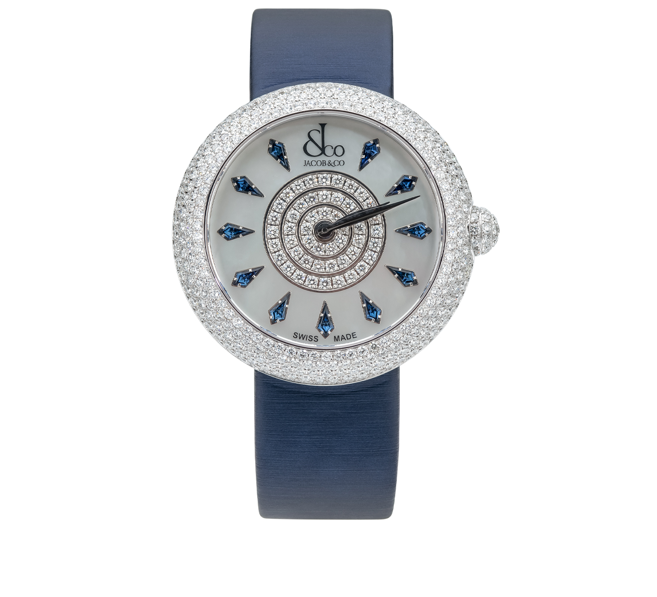 Часы Blue Sapphire Jacob&Co Brilliant Half Pave BQ020.10.RH.KF.A - фото 1 – Mercury