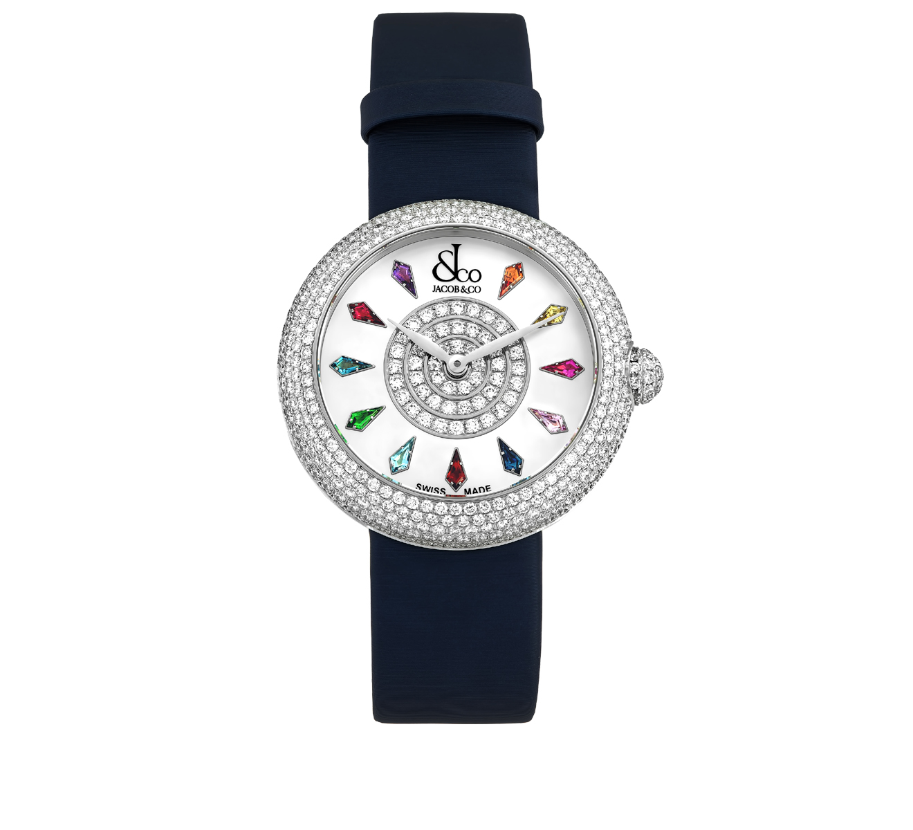Часы Colored Sapphire Jacob&Co Brilliant Half Pave BQ020.10.RH.KR.A - фото 1 – Mercury